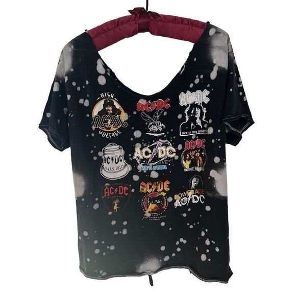 ACDC Handmade Custom Rock Band Metal Open Back Scoop Neck Tshirt - Picture 5 of 7